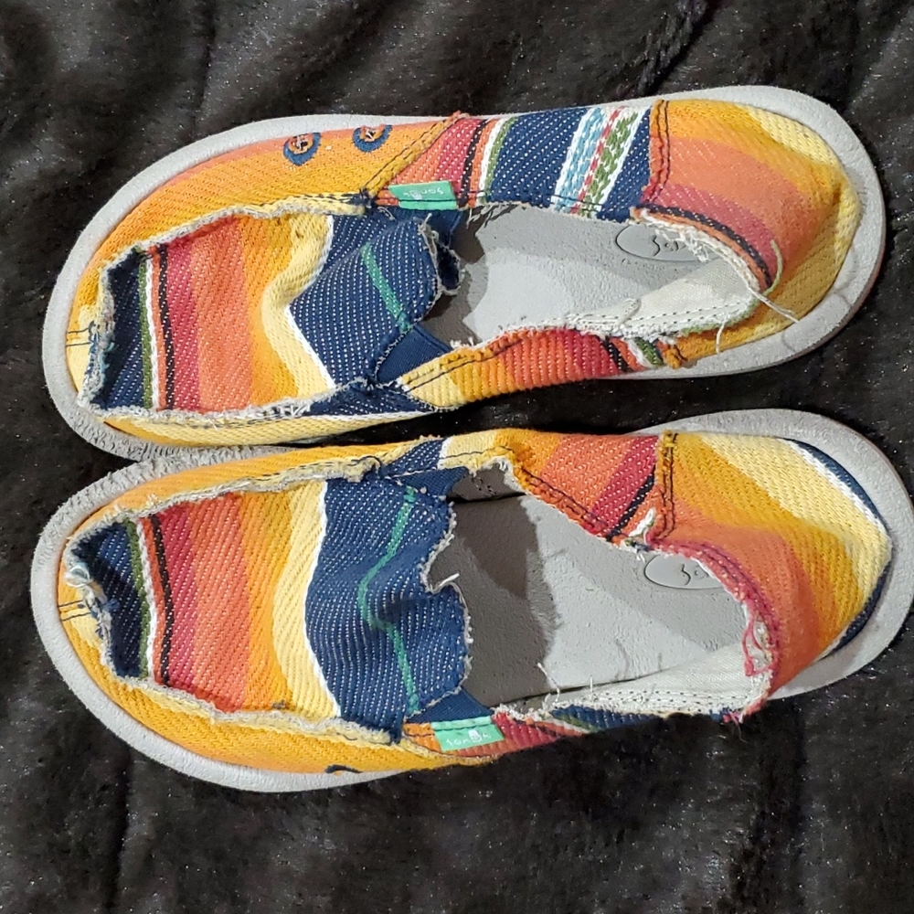 SANUK LIL DONNY FUNK NAVY MULTI BLANKET STRIPE